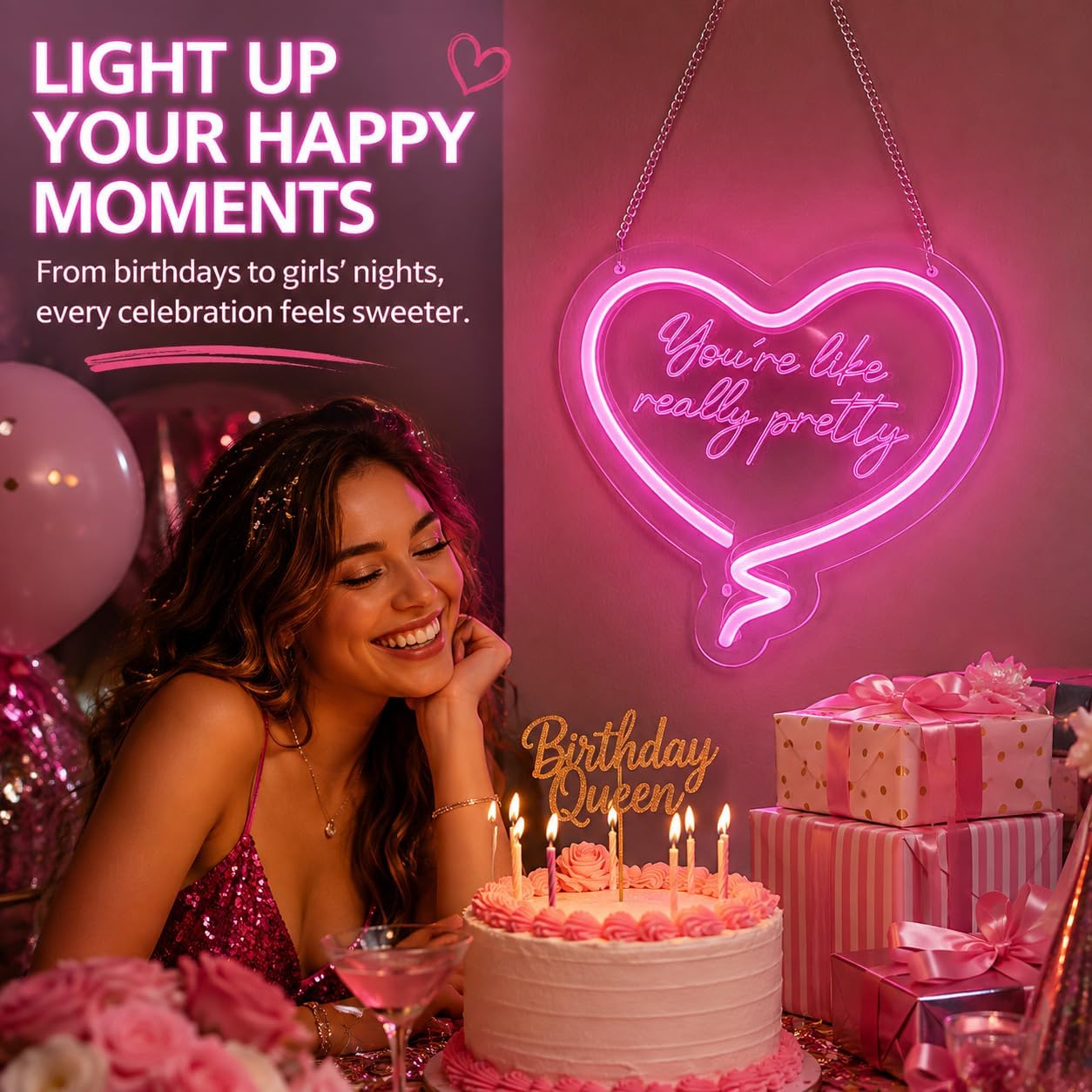 Pink Heart Neon Sign Youre Lik - Neon Sign Party ulasan dan harga