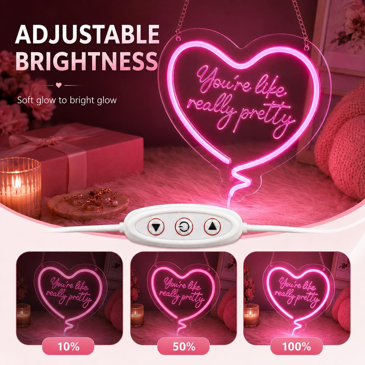 Pink Heart Neon Sign Youre Lik - Neon Sign Party ulasan dan harga