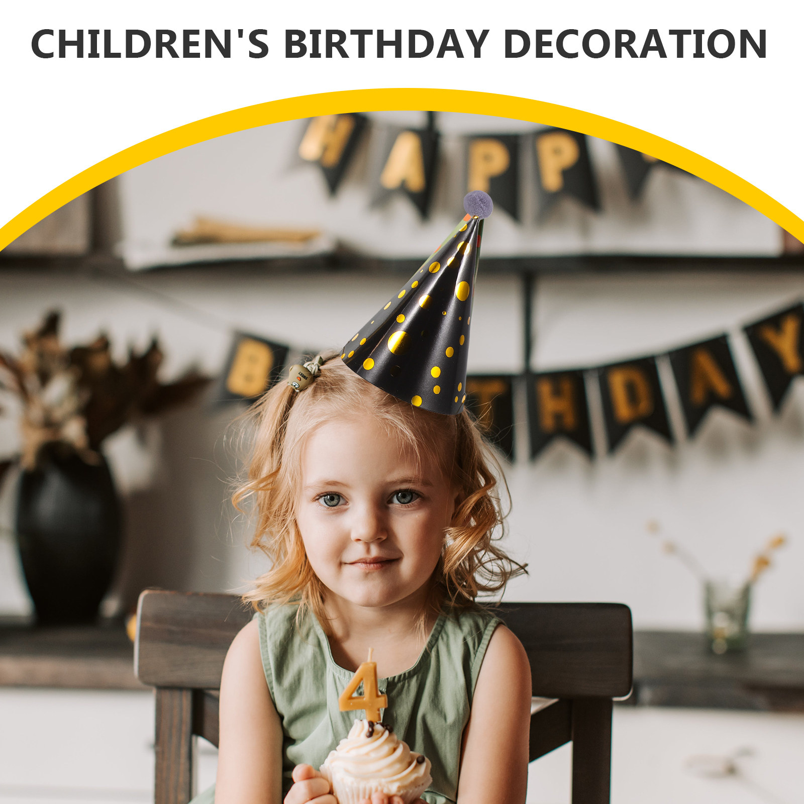 3Pcs Gold Foil Accented Paper  - Party Hat Cone ulasan dan harga