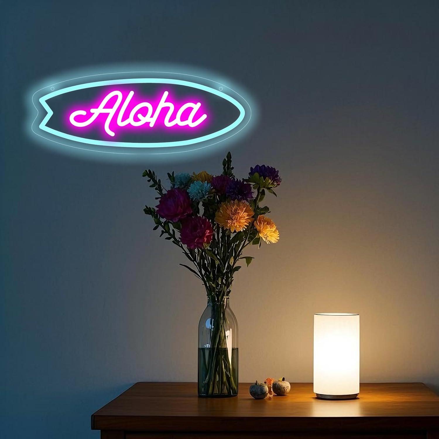 Aloha Surfboard Neon Sign Trop - Neon Sign Party ulasan dan harga