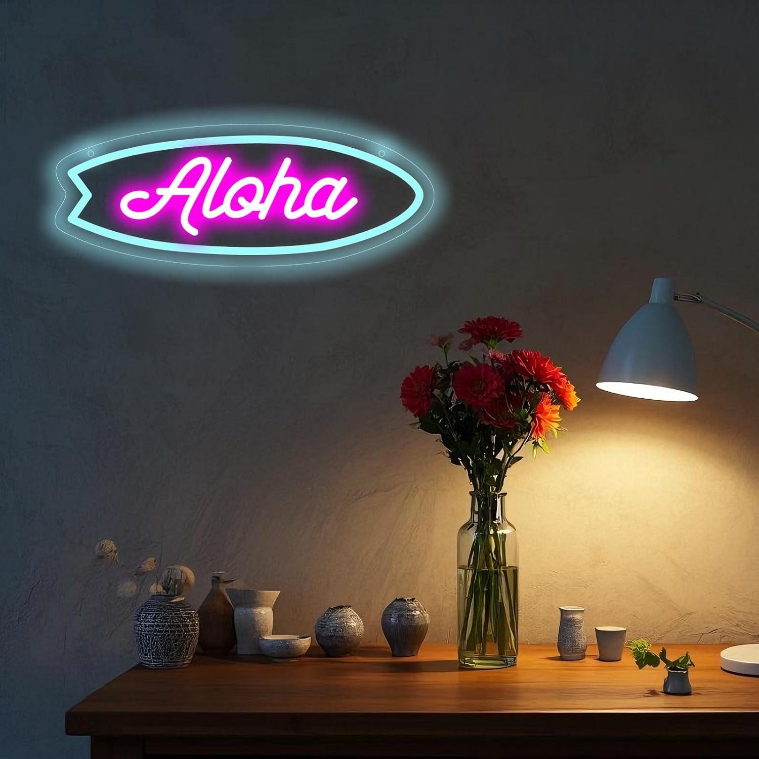 Aloha Surfboard Neon Sign Trop - Neon Sign Party ulasan dan harga