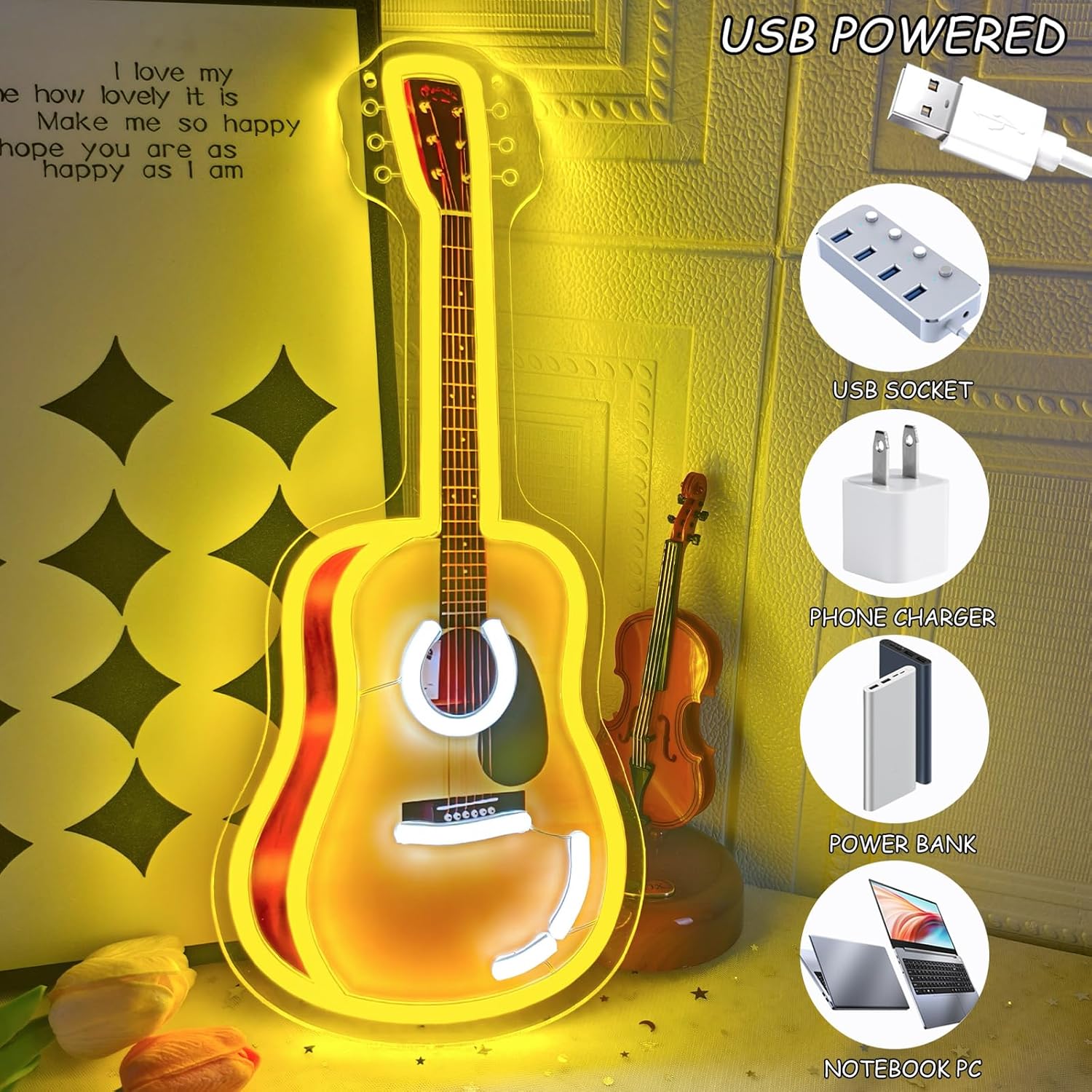 Acoustic Guitar LED Neon Sign  - Neon Sign Party ulasan dan harga